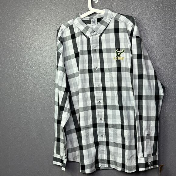 USF University of South Florida Rivalry Threads Men's 2XL Button Down Plaid NEW - Picture 1 of 7